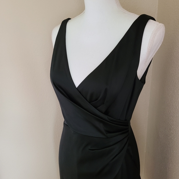 white house black market cocktail dress black draped size 4 - Picture 3 of 6